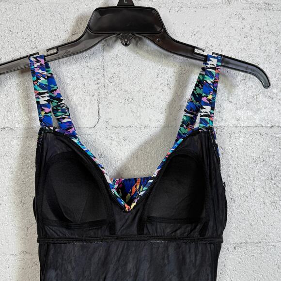 Swim Solutions Women's Printed Tiered Fauxkin Rainbow Rain 8 $102 - Picture 7 of 10